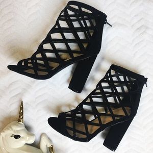 Black Caged Booties